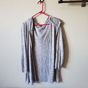 Gray hooded cardigan